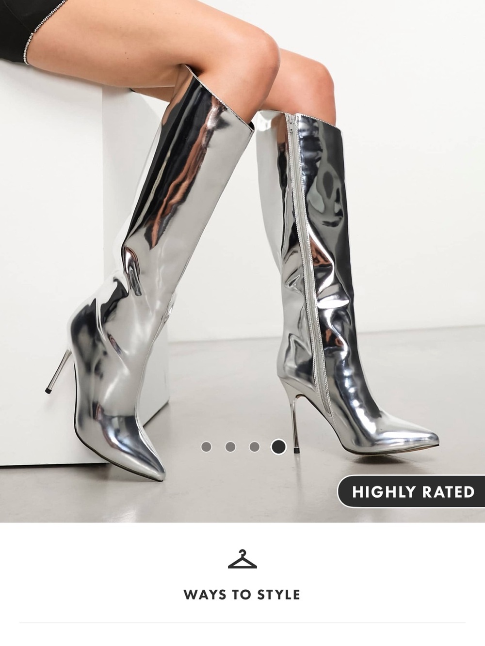 Metallic Silver Knee-High Pointed Toe Women's Boots